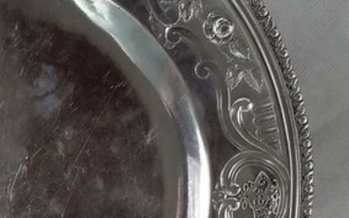 Tray, round serving- .950 silver - Désiré Thorel - Paris- France - Late 19th century