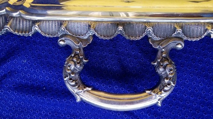 Tray, wonderful large tray - .800 silver - Italy - First half 20th century