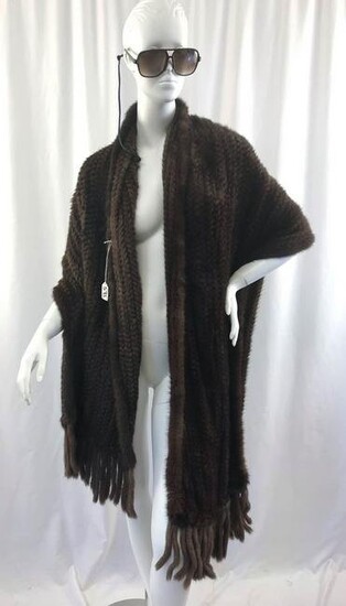Trilogy Woven Mink Wrap With Tail Fringes