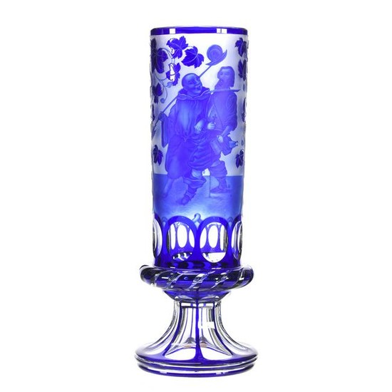 Vase, Bohemian Blue To Clear, Franz Paul Zach