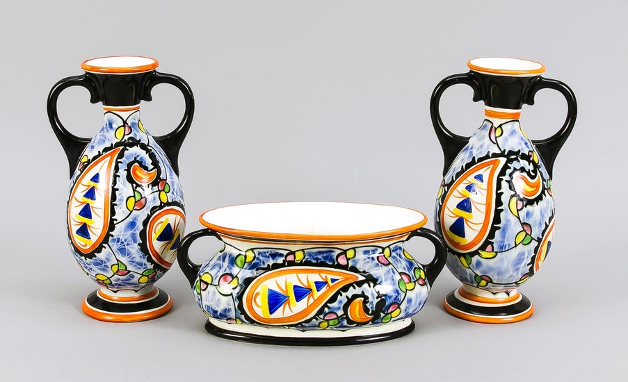 Vase set, 3 pieces, former Czechoslovakia, 2nd half...