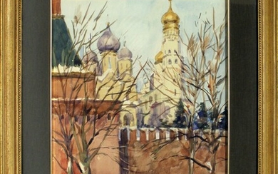 Veduta di Cremlino, acquarello su carta, cm 42x31, entro cornice., Salomon Boim (1899 - 1978)
