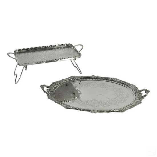 Victorian Silver Plated Serving Platter and Tray