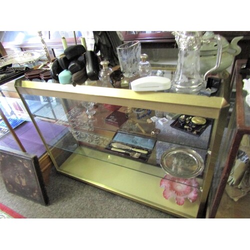 Vintage Brass Mounted Shop Display Counter Glazed Front with...