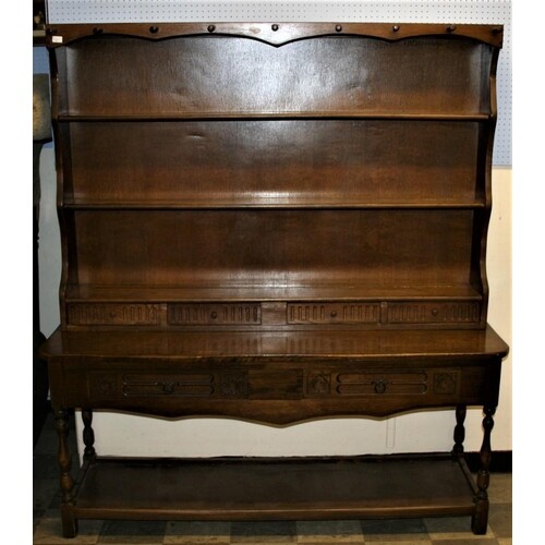 Vintage pot board dresser, 2 drawers to base with a further ...
