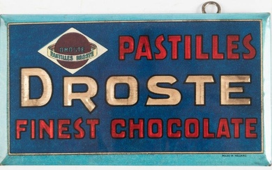 Vintage tin Advertising Sign for "Pastilles Droste Finest Chocolate", high condition with easel