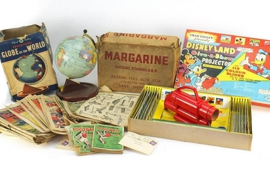 Vintage toys comprising Chad Valley educational globe