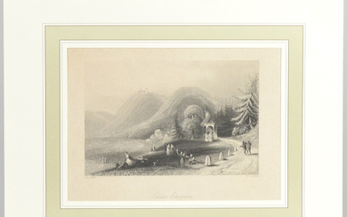 WILLIAM FRENCH. EBERSTEIN CASTLE, STEEL ENGRAVING, AFTER ALBERT HENRY PAYNE, CA. 1850, IN PASSE-PARTOUT.