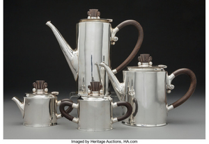 William Spratling, A Four-Piece William Spratling Silver and Hardwood Coffee and Tea Service ( circa 1956-1965)