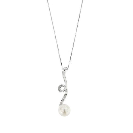 Yukiko - 18 kt. White gold - Necklace with pendant - Diamonds