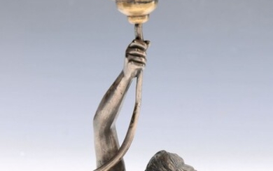 candlestick, France, around 1900, white bronze, representation of...