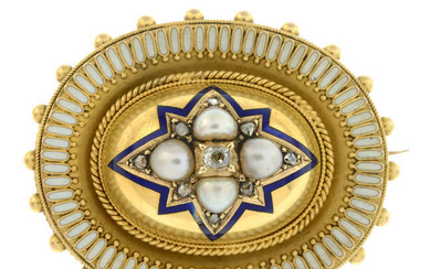 late Victorian gold, gem & enamel brooch