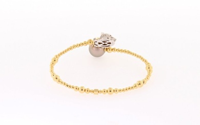 n - 18 kt. Tahitian pearl, White gold, Yellow gold - Bracelet - 0.55 ct