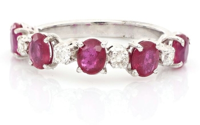 no reserve price - 18 kt. White gold - Ring - 1.50 ct Ruby - Diamonds
