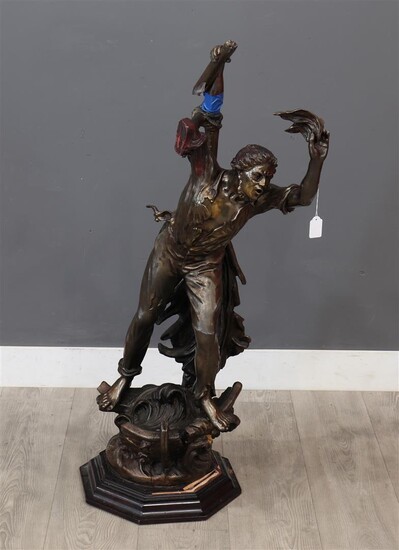 (-), zeeman, bronzen samac sculptuur, ca. 1900 -arm...