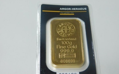 100 Grams Fine 999.9 Gold Bullion
