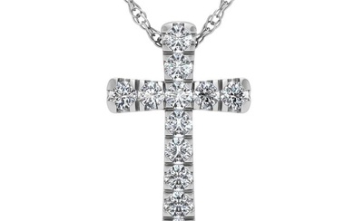 14K White Gold Diamond 1/8 Ct.Tw. Cross Pendant