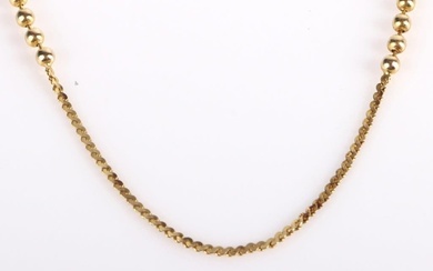 14K YELLOW GOLD BEADED CHAIN LADIES NECKLACE