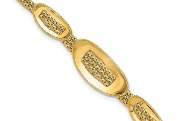 14K Yellow Gold and Textured Fancy Bracelet - 8.5 in.