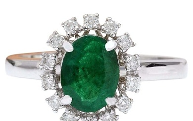 1.51 CTW Emerald 14K White Gold Diamond Ring