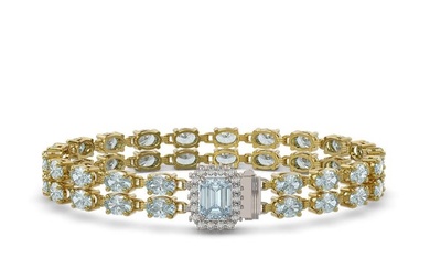 17.24 ctw Sky Topaz & Diamond Bracelet 14K Yellow Gold