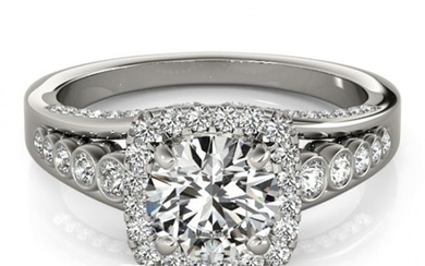 1.75 ctw Certified VS/SI Diamond Solitaire Halo Ring 14k White Gold