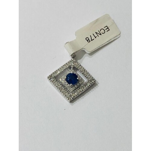 18k white Gold Pendant with 0.52ct Diamonds and Sapphires, w...