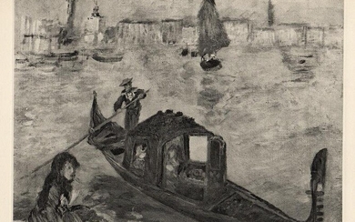 1919 RENOIR Engraving "Gondola on the Grand Canal, Venice" FRAMED