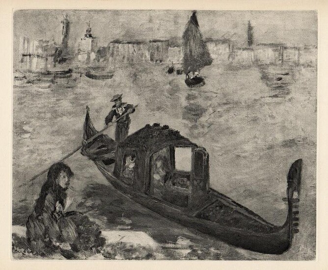 1919 RENOIR Engraving "Gondola on the Grand Canal, Venice" FRAMED