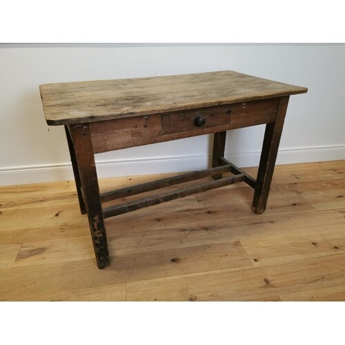 19th C. Irish pine side table with single drawer in frieze r...