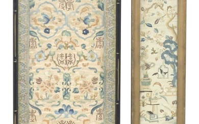 (2) FRAMED CHINESE SILK EMBROIDERED TEXTILES
