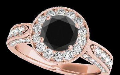 2 ctw Certified VS Black Diamond Solitaire Halo Ring 10k Rose Gold