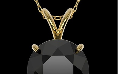 2.58 ctw Fancy Black Diamond Solitaire Necklace 10k Yellow Gold