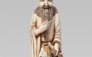 A fine ivory netsuke of Jurôjin. Early 19th c ...