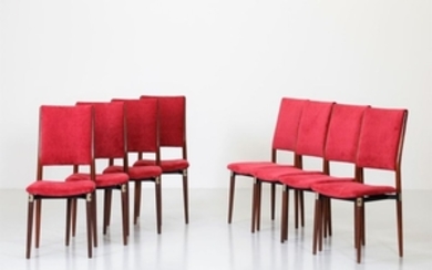 GERLI EUGENIO (n. 1923) Eight chairs. Rosewood and…