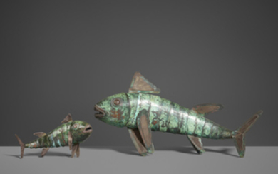 Peruvian, articulated fish, set of two
