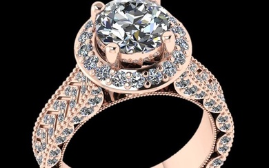3.48 Ctw VS/SI1 Diamond 14K Rose Gold Vintage Style Ring