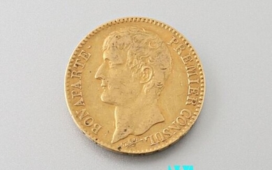 40 franc gold coin Year 12, Napoleon I bare-headed, workshop: Paris, engraved by Tiolier, edge engraved "Protect France"