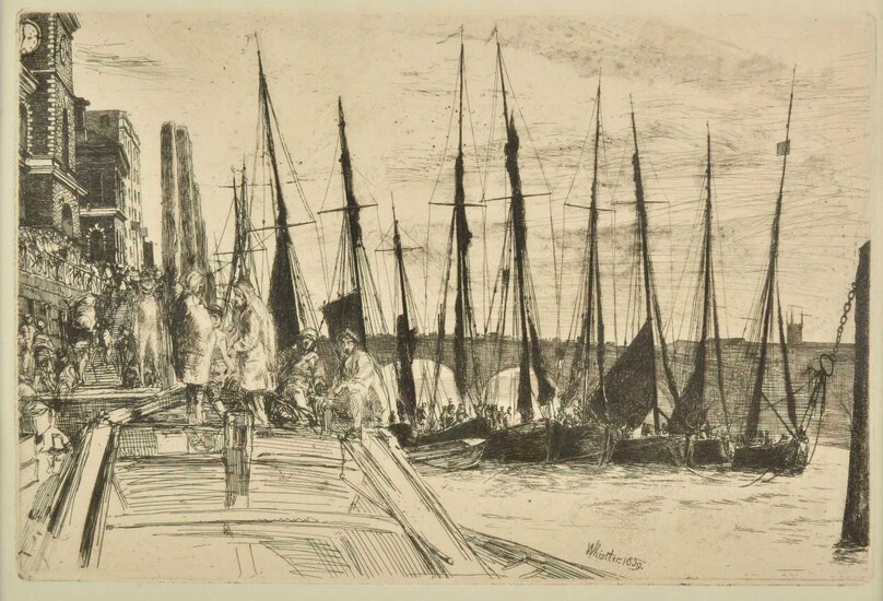 Whistler (James Abbot McNiell, 1839-1903). Billingsgate 1859, etching