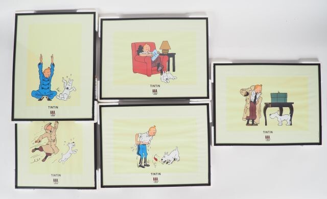 5 SUPERBES Cadres "L'oreille cassée" 1996 Official Moulinsart Limited print A3 Tintin Poster Herge /...