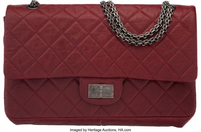 58196: Chanel Red Quilted Distressed Lambskin Leather 2