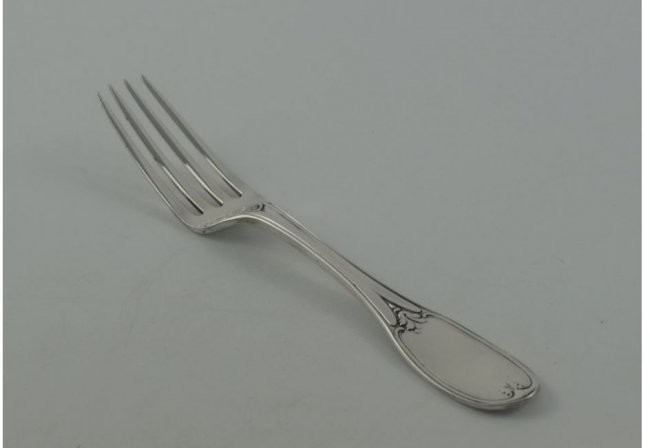 7 15/16" Antique Coin Silver Dinner Fork "Olive" by