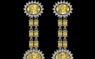 8.35 ctw Citrine & Diamond Earrings 14K White Gold