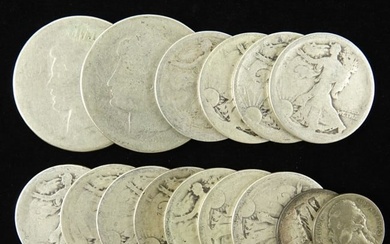 90% Silver U.S. Coins (14 coins / 181 grams)