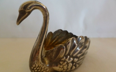900 SILVER SWAN OPEN SALT CELLAR WITHOUT THE GLASS LINER