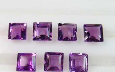 4.13 Ct Genuine 7 Purple Amethyst Square Necklace Set