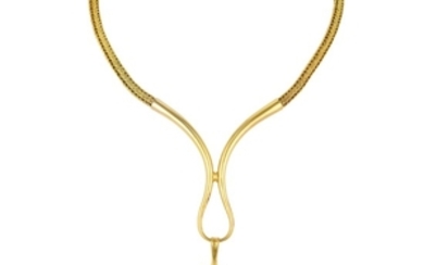 A Gold Citrine and Diamond Necklace