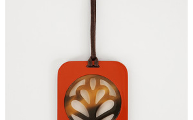 HERMS PARIS Necklet Lift in orange and brown lacquered horn...