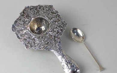 A 19th century Continental possibly Dutch silver tea strainer