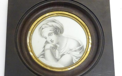 A 19thC Continental circular portrait miniature